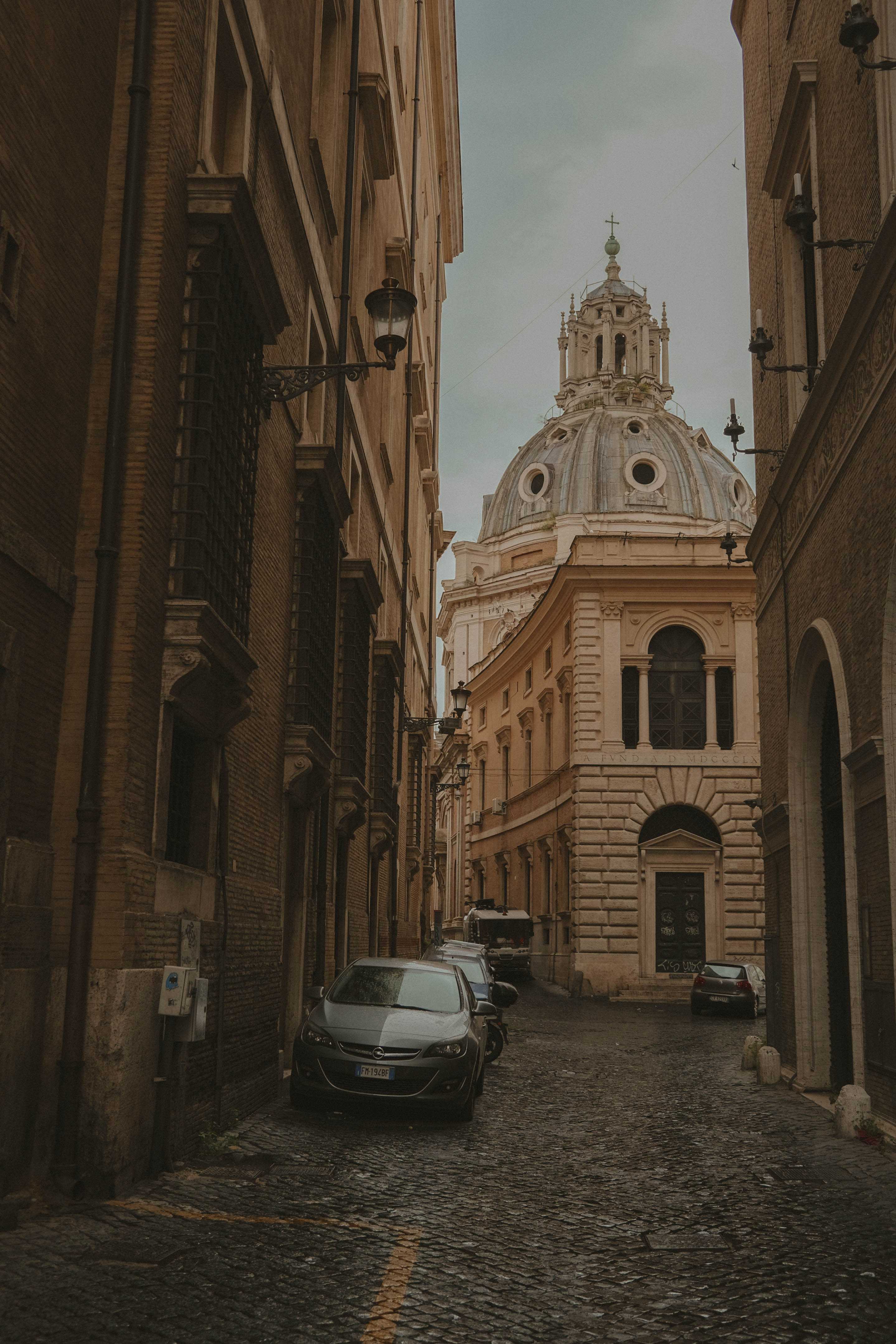 Alleyway, looking towards a church