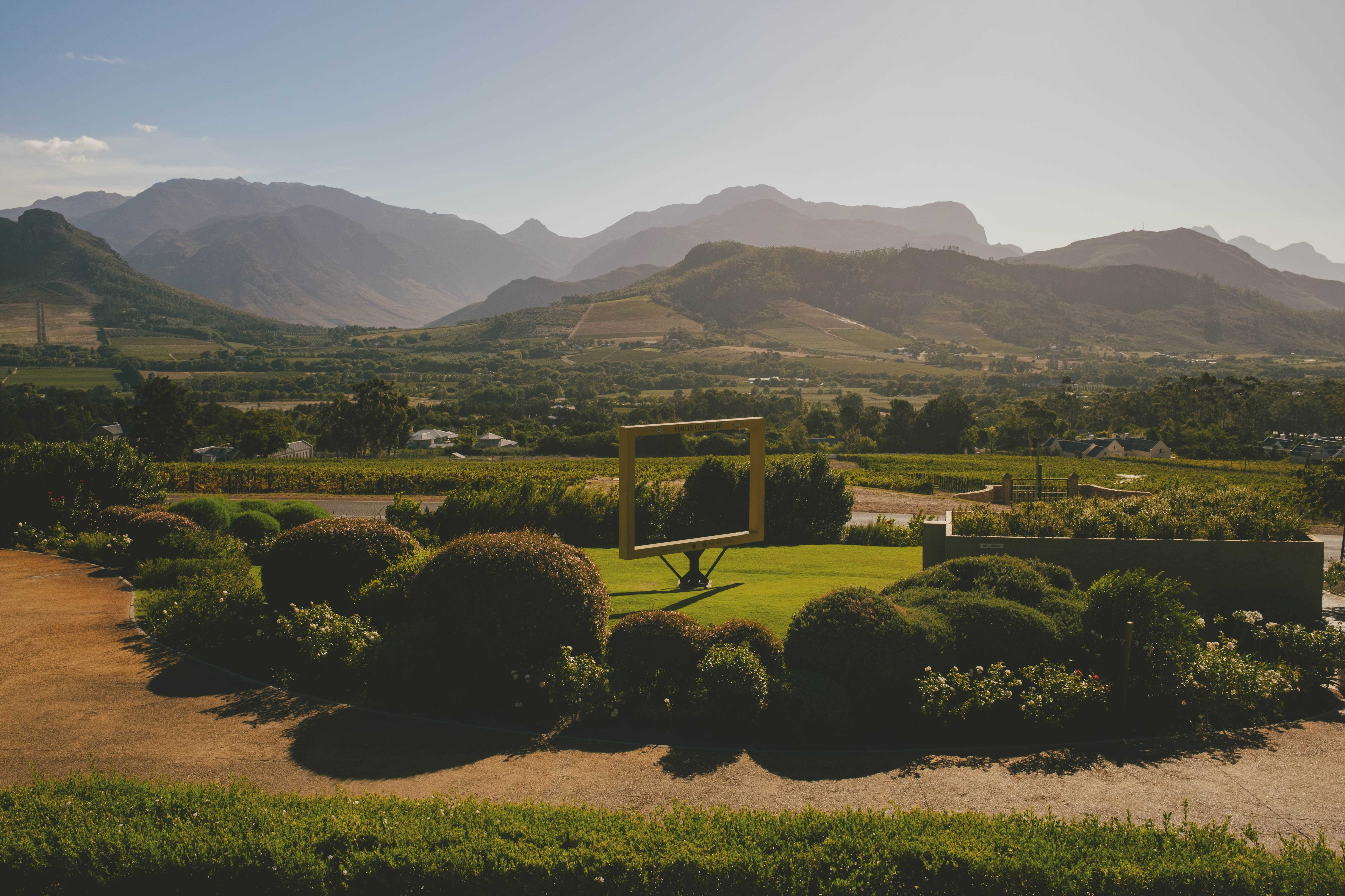 The Franschhoek valley in the evening sun