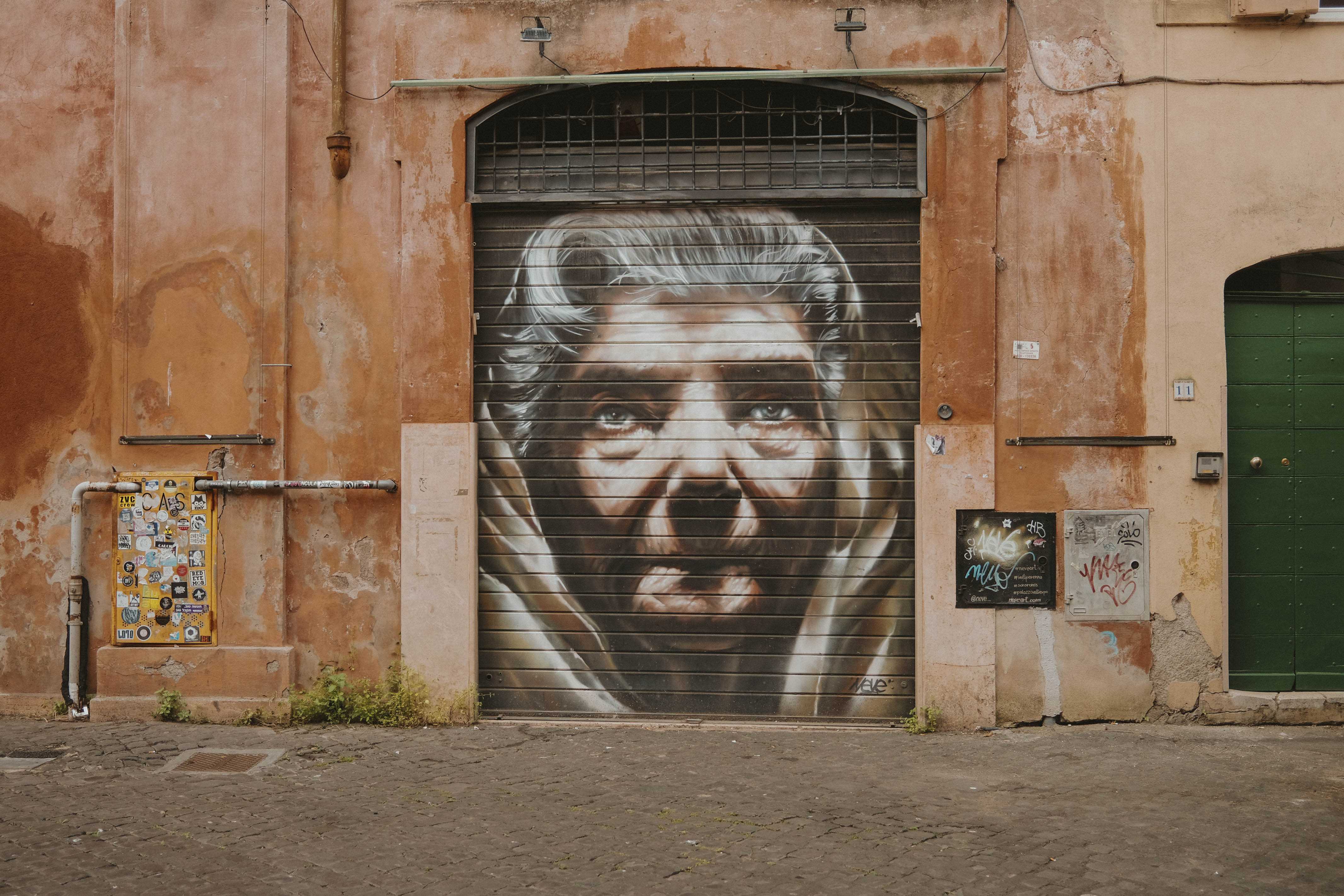 Street art, an image of an elderly lady