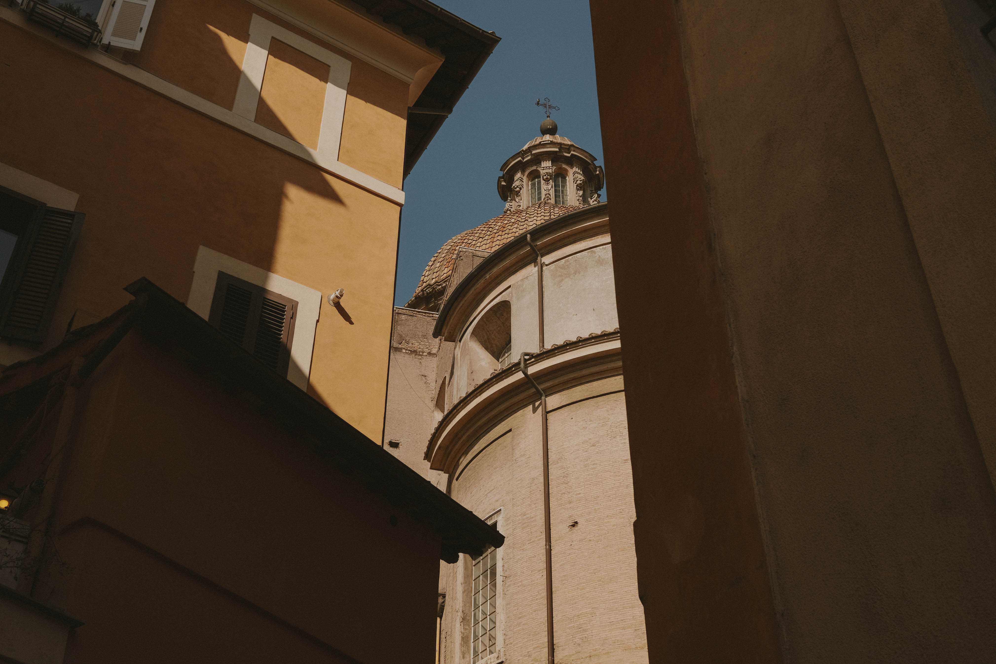 Light hitting a church