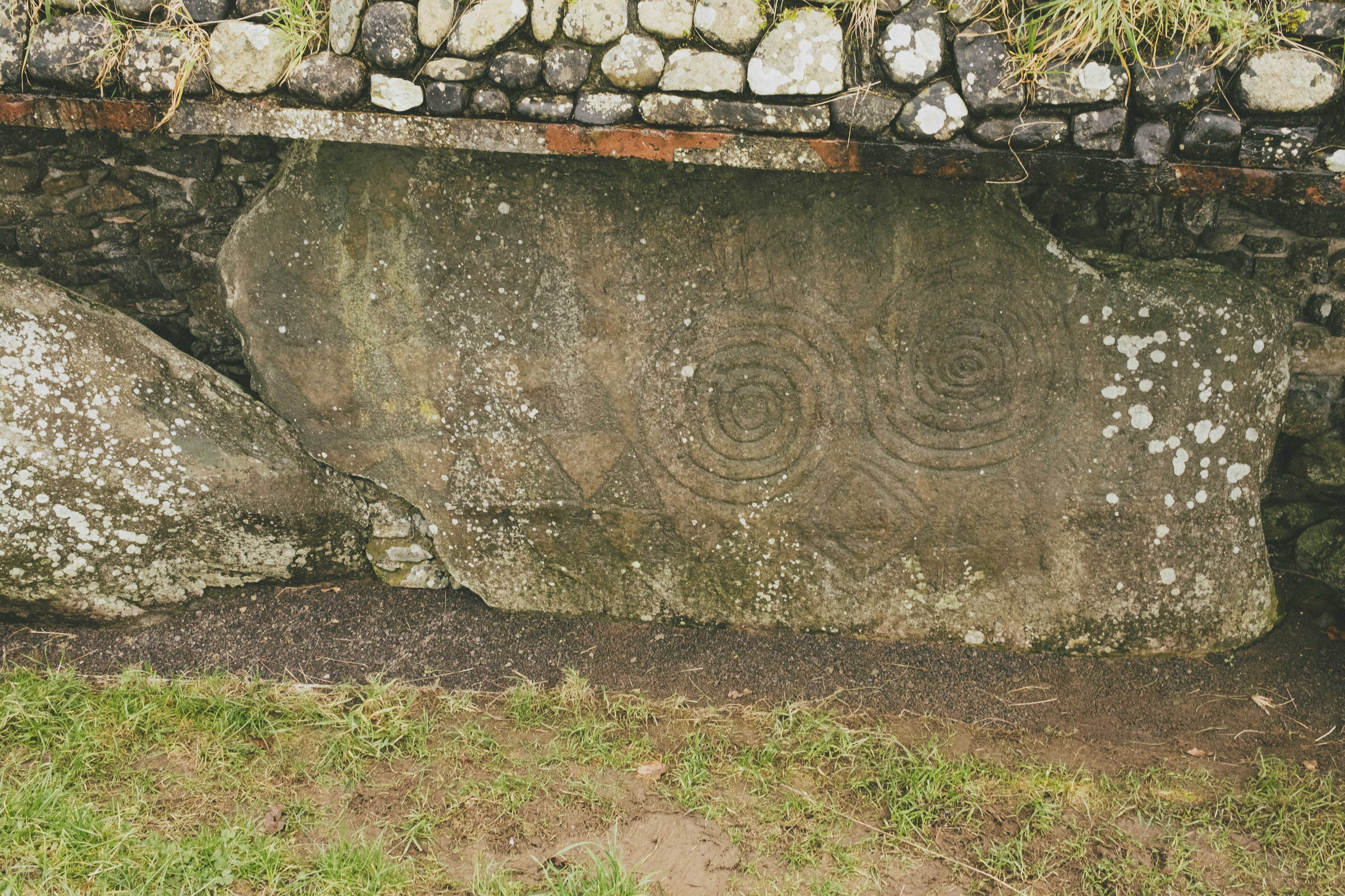 Celtic stone carvings resembling an owl