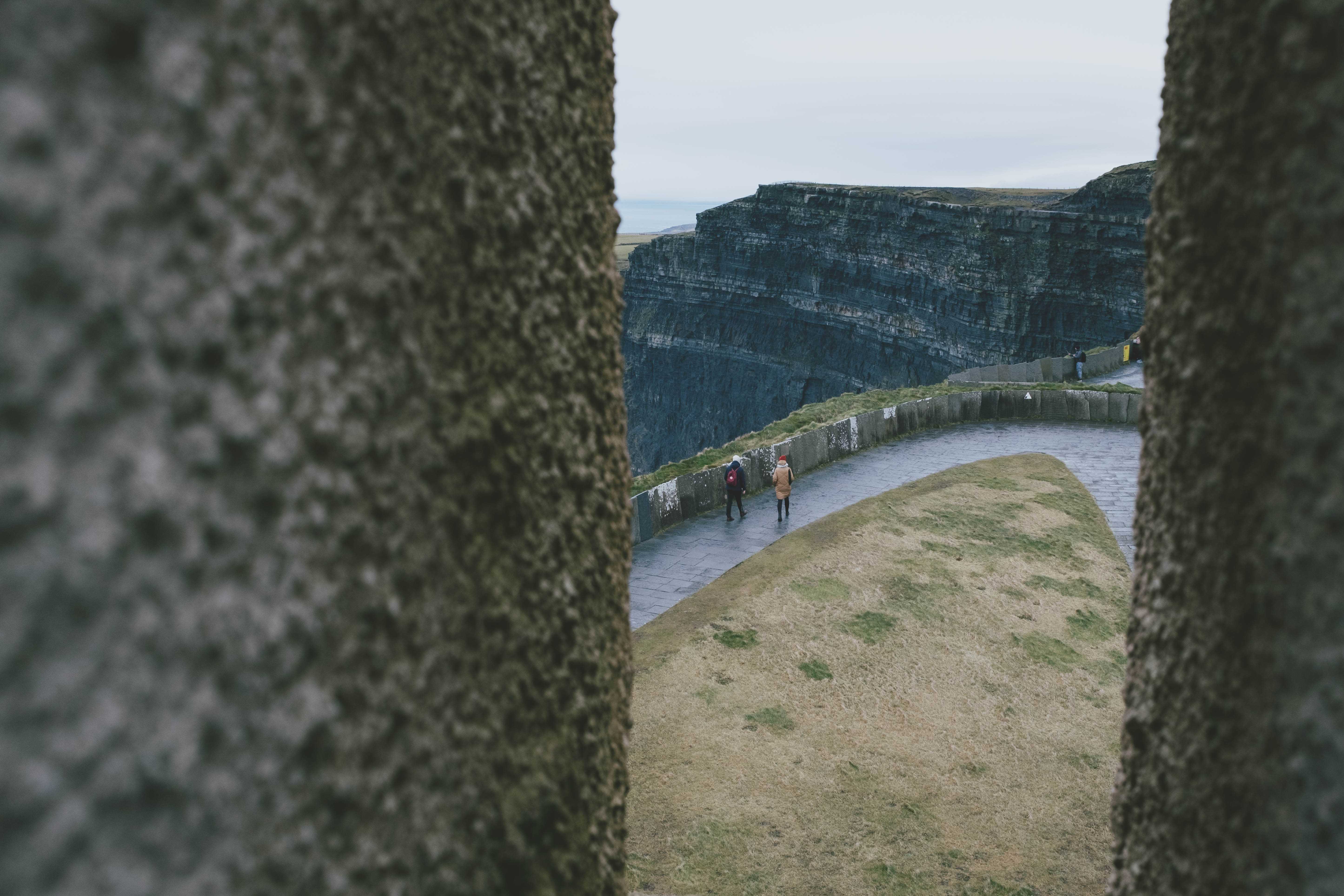 Cliffs and the walkway between a concrete structure