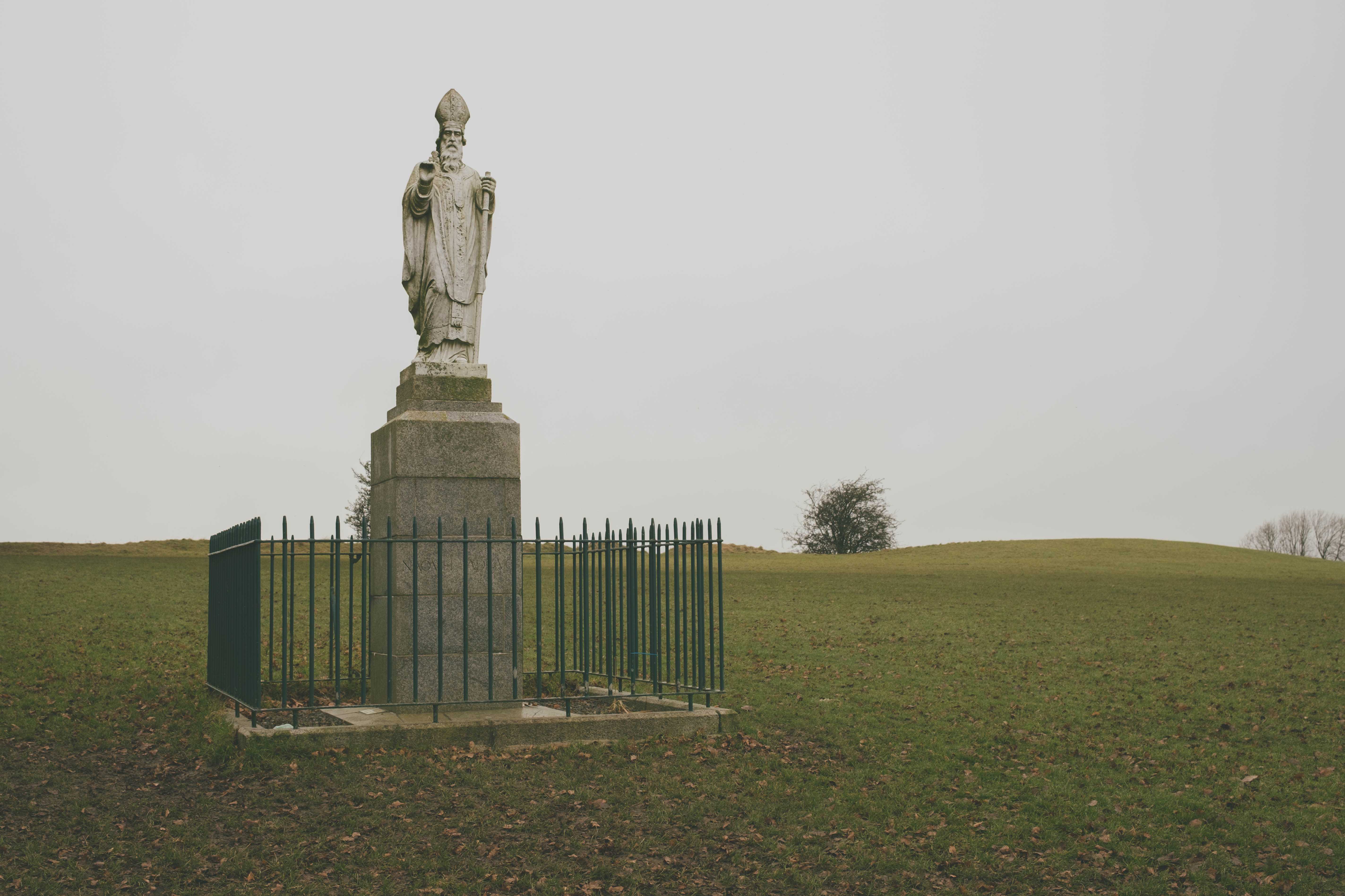 Religious statue on a cloudy day